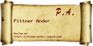Pittner Andor névjegykártya
